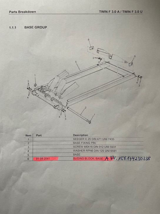 Sliding block sliding rail sliding block sliding piece sliding element slider Maha TWIN F III / R-DSF II / TWIN F 3.0 A / U / 3.5