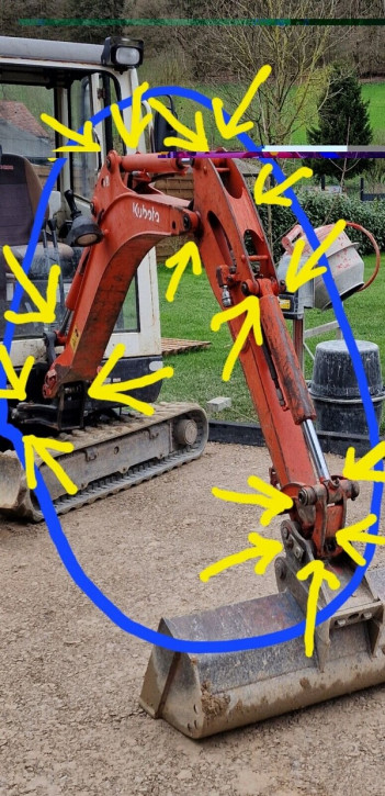 Boom arm bolt set bushings pins rings pin set bucket Kubota KX41-3V KX36-3