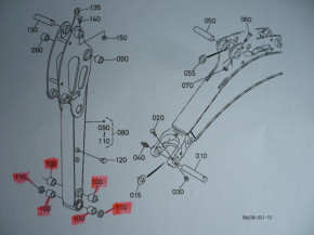 Dipper arm boom bolt set bushings pins rings pin set bucket Kubota U15-3