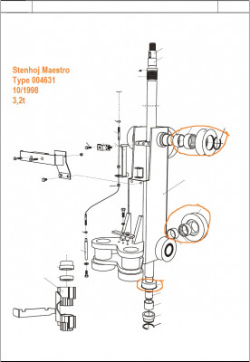 Lateral guide roller including needle bearing storage Stenhoj DS Maestro 2.32 776751