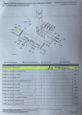 Bolt dipper stick socket pin locking pin pin RG44866770 Kubota KX71-3