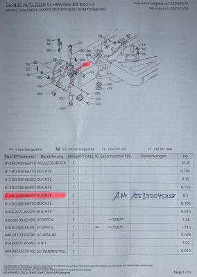Steel bush bearing bush Kubota KX41-2 mini excavator RG10866450