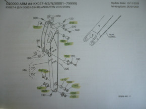 Arm Pin Set Bushings Pins Rings Sleeves pin set bucket Kubota KX057-4 / U55-4