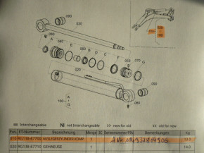 Boom cylinder mounting arm cylinder boom Kubota KX41-3 36-3 excavator RG13867700