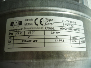 Electric motor drive spindle drive V-belt control page Hofmann BTE 3200