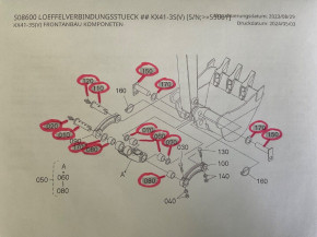 Boom arm bolt set bushings pins rings pin set bucket Kubota KX41-3V KX36-3