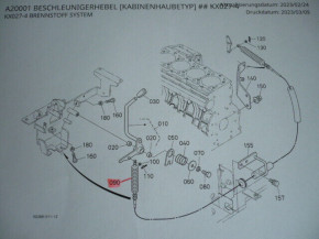 Throttle cable hand throttle cable Bowden cable control cable Kubota KX151 excavator 6867135170